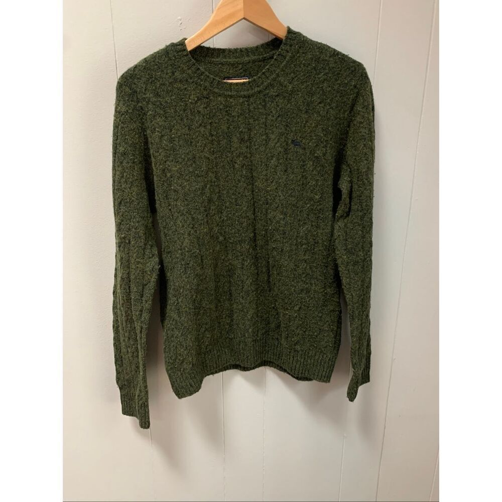 VTG Abercrombie & Fitch Fuzzy Wool Blend Knit Crewneck Warm Sweater Green Men's